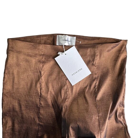 Hosbjerg x Free People Elora Metallic Walnut High Waist Split Hem Pants Size L - Picture 4 of 16